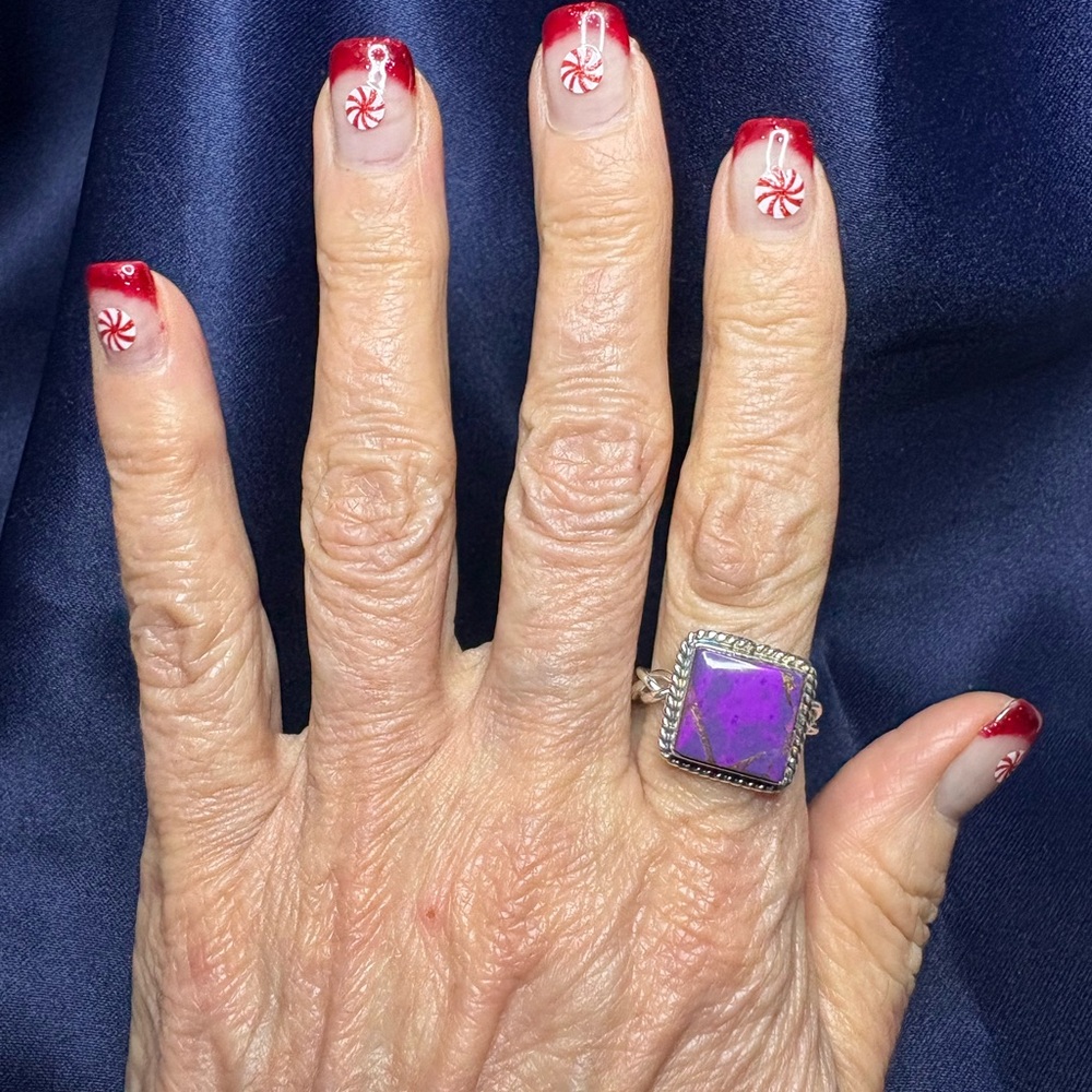 Ring Purple Mojave Turquoise Square 925 Sterling Silver Southwestern - Picture 6 of 10